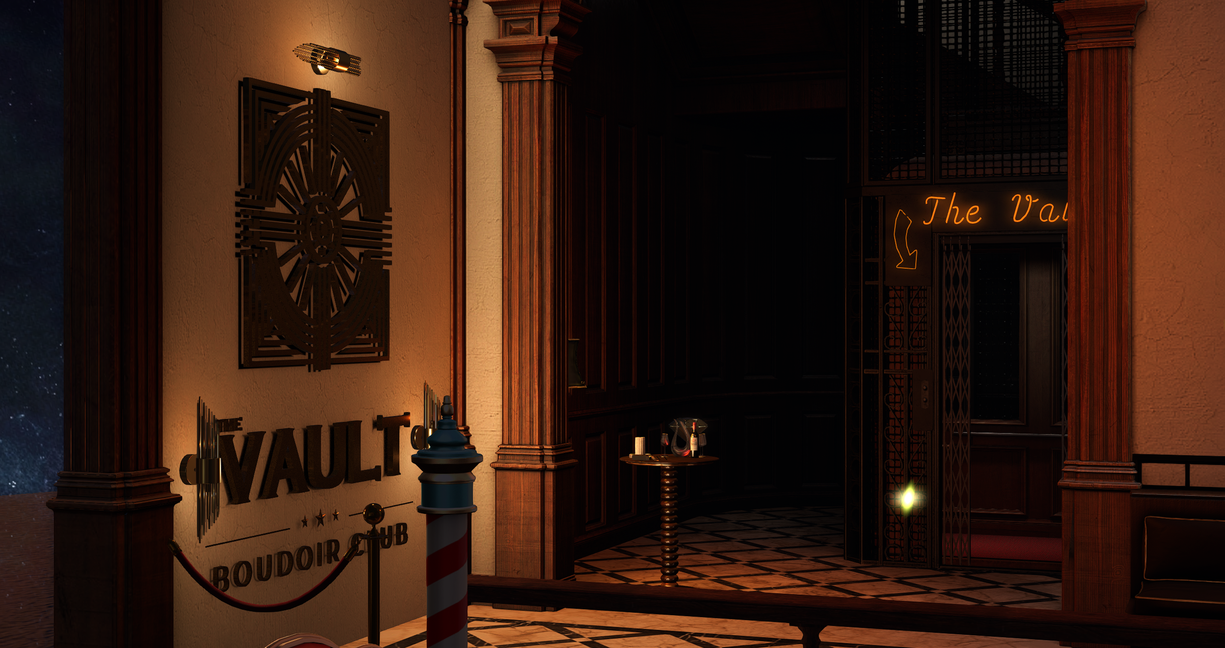The Vault Second Life sim — vintage nightclub aesthetic, glam outfits, 1930s vibe