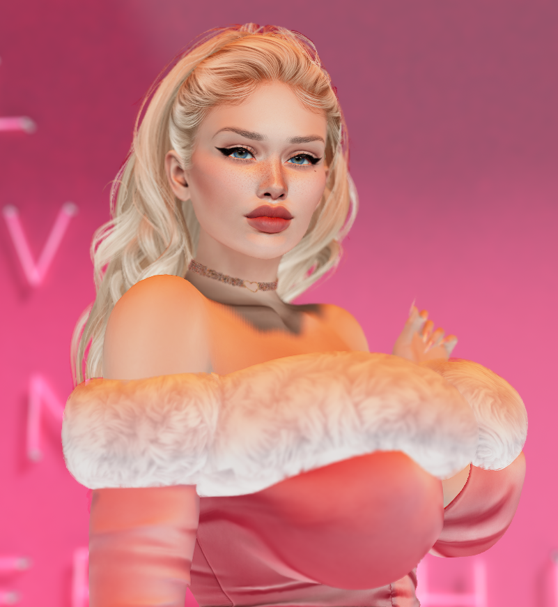 Diamond DeVille close-up avatar portrait showing the hyperfeminine Second Life Bimbo aesthetic.